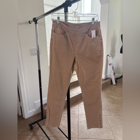Tribal Pants - Tribal Tan Slim Ankle Pants Size 6, 8 & 14 NWT Button Hem Stretch